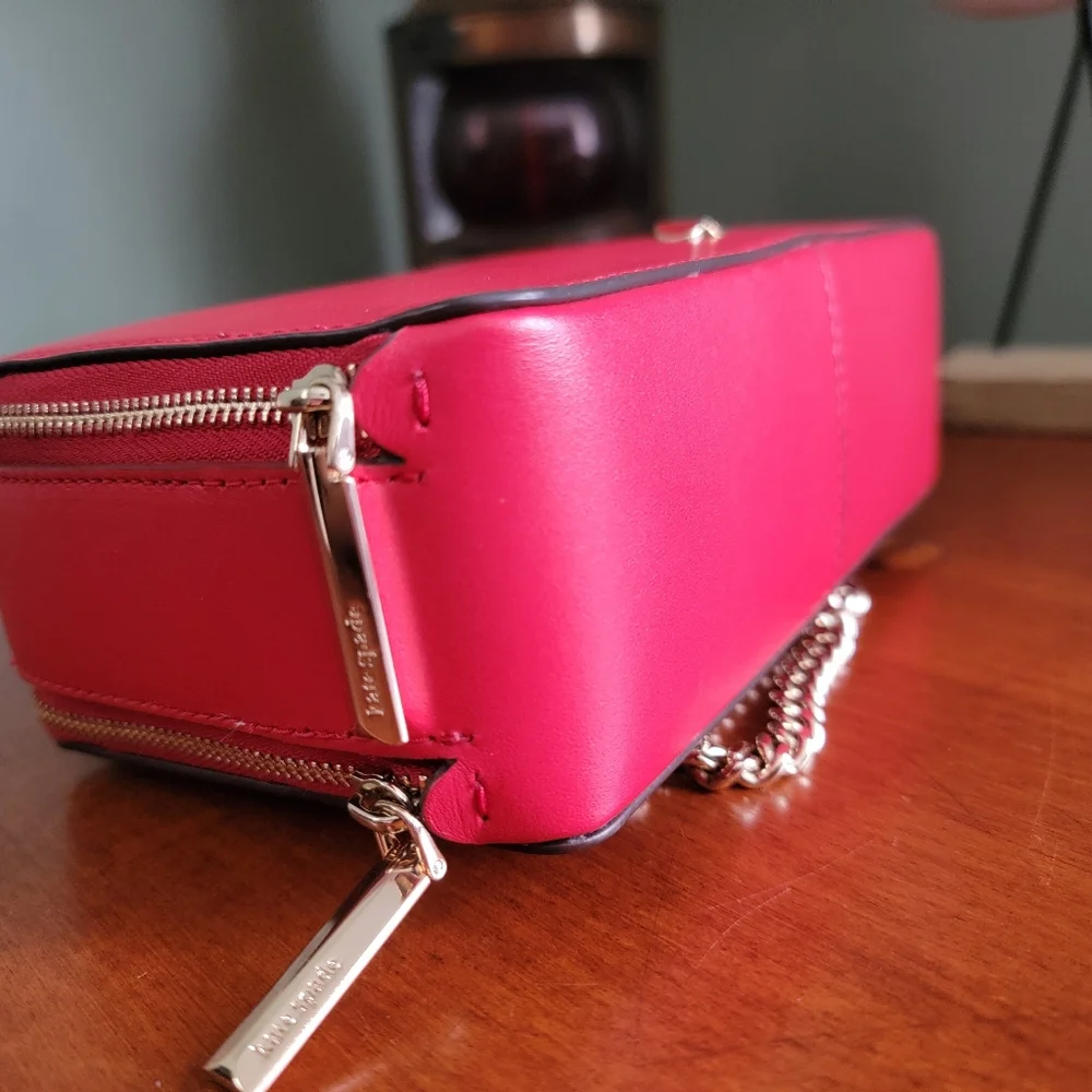 Kate Spade Izzy Red Italian Leather Chain Crossbody Bag